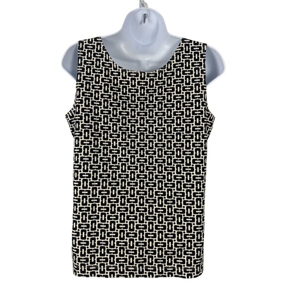Chicos Sleeveless Tank Top Geometric Print Nylon/Spandex Black & White Size 1 - Picture 2 of 6